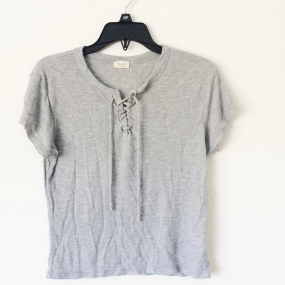 Grey lace up top